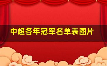 中超各年冠军名单表图片