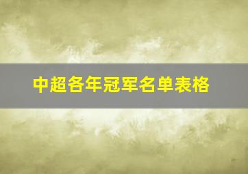 中超各年冠军名单表格